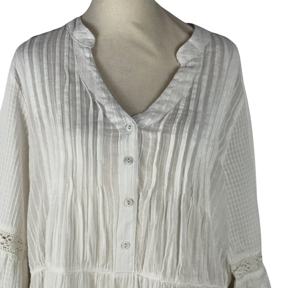 Like new! DOTTI White Cotton Boho Shabby Chic Swim Coverup Size Medium - Picture 11 of 13